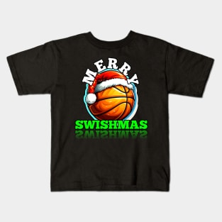 Merry Swishmas Basketball Christmas Kids T-Shirt